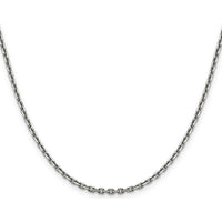14K White Gold 18" 2.5mm Diamond-Cut Cable Chain with Lobster Clasp - Polished Rhodium Finish by Oro Pregiato