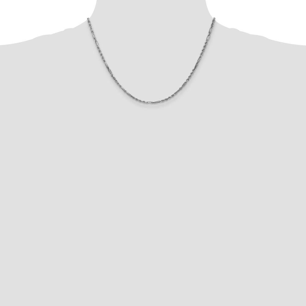 14K White Gold 18" 2.5mm Diamond-Cut Milano Rope Chain with Lobster Clasp by Oro Pregiato