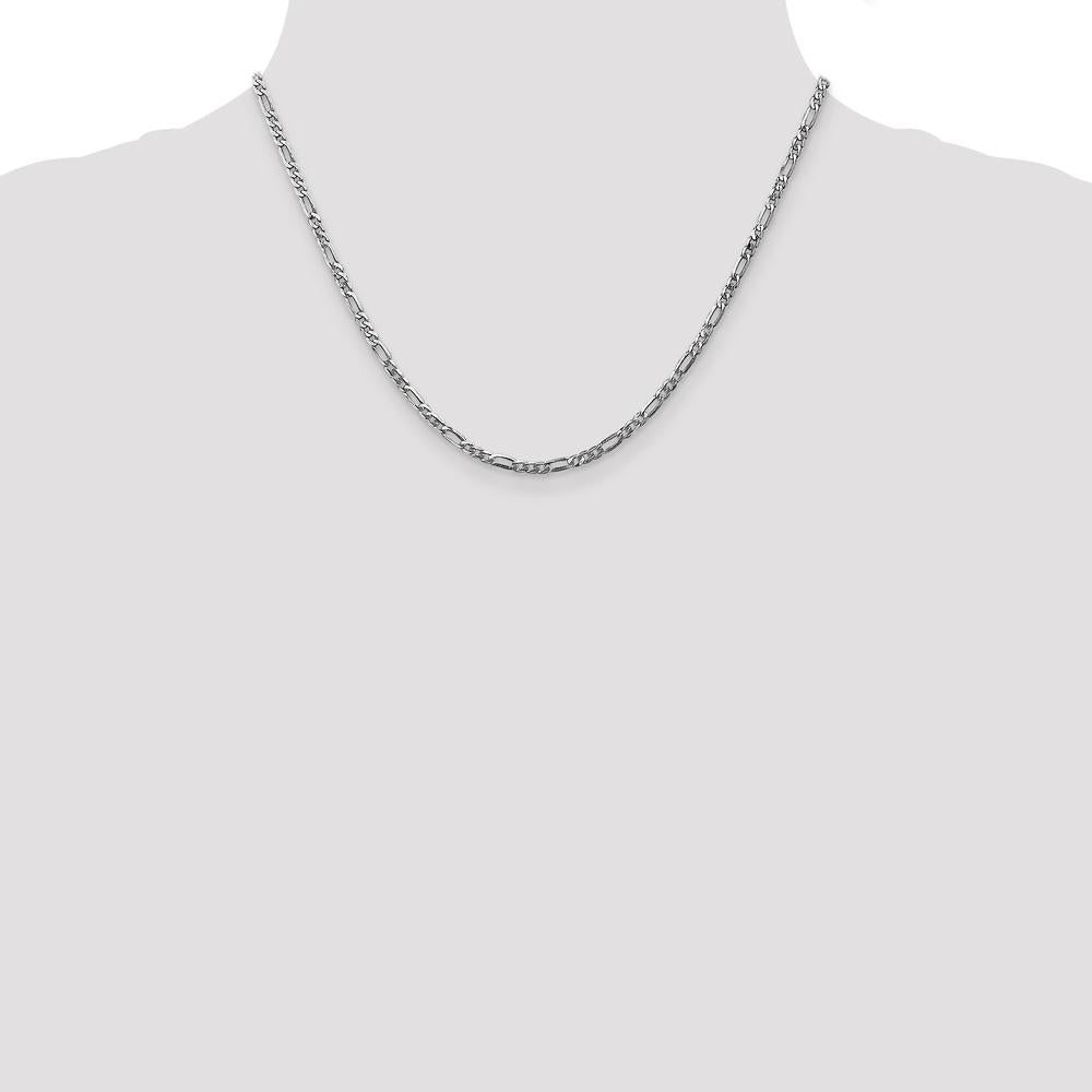 14K White Gold 18" 2.75mm Flat Figaro Chain with Lobster Clasp by 0