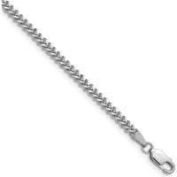 14K White Gold 18" 2mm Franco Chain Necklace with Lobster Clasp by Oro Pregiato