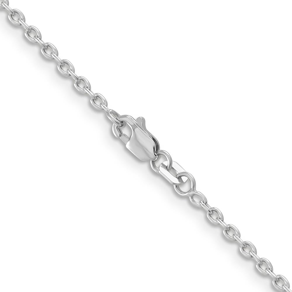 14K White Gold 18" 2mm Round Open Link Cable Chain with Lobster Clasp by Oro Pregiato