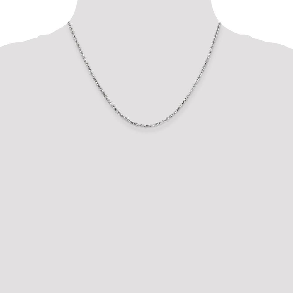 14K White Gold 18" 2mm Round Open Link Cable Chain with Lobster Clasp by Oro Pregiato
