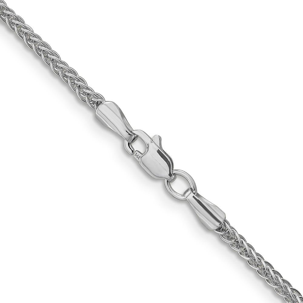 14K White Gold 18" 2mm Semi-Solid 3-Wire Wheat Chain with Lobster Clasp by Oro Pregiato