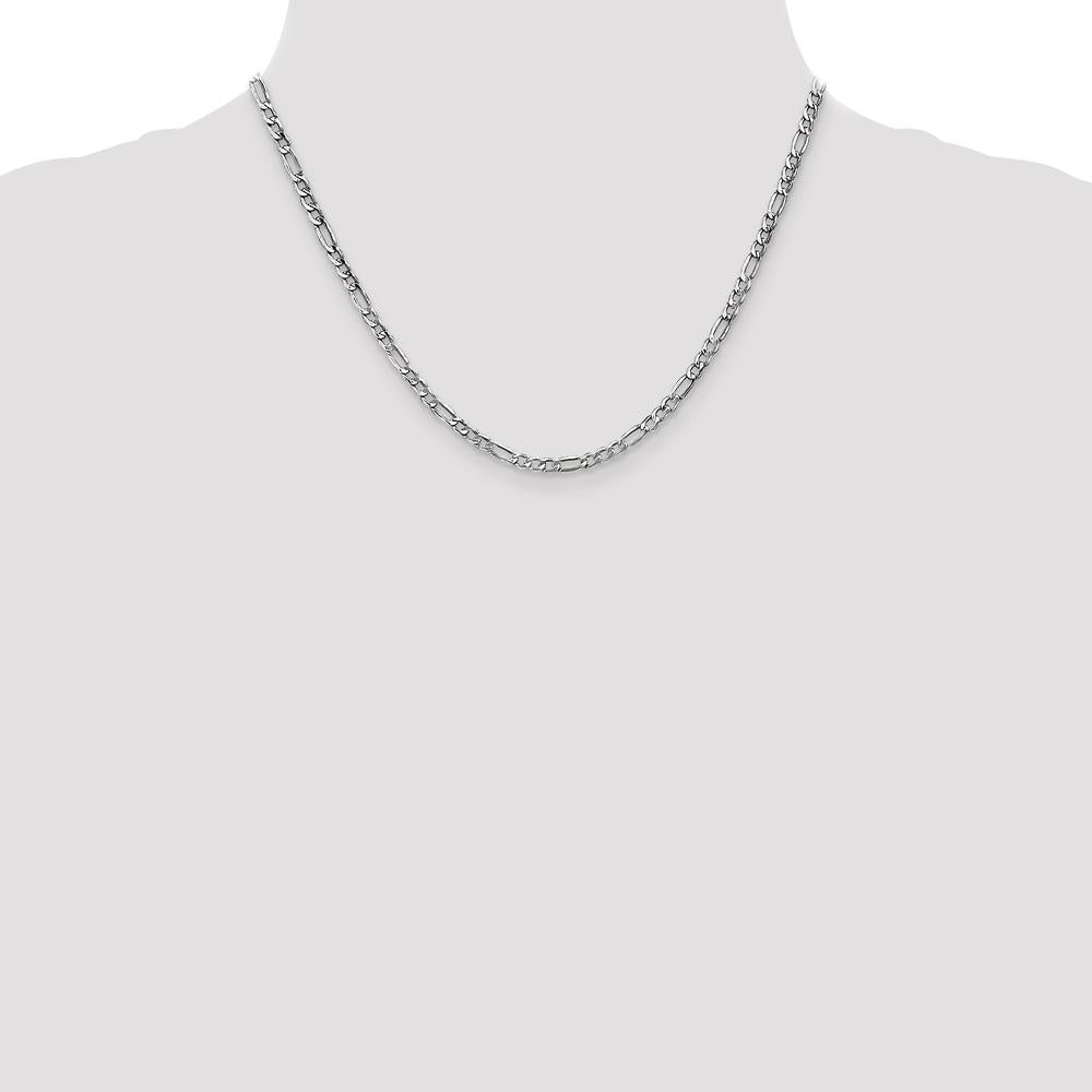 14K White Gold 18" 3.5mm Semi-Solid Figaro Chain with Lobster Clasp by IBGoodman