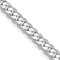 14K White Gold 18" 3.9mm Flat Beveled Curb Chain with Lobster Clasp by 0