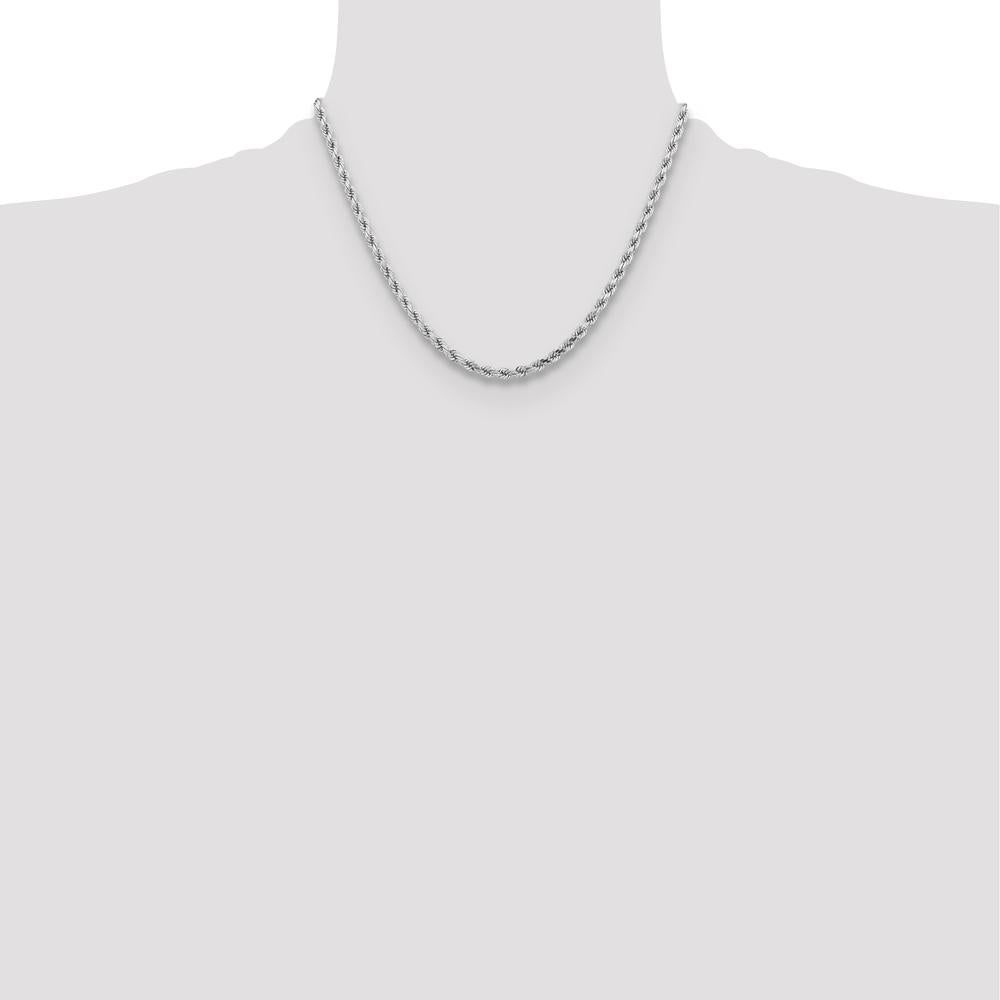 14K White Gold 18" 4.25mm Diamond-Cut Rope Chain Necklace with Lobster Clasp