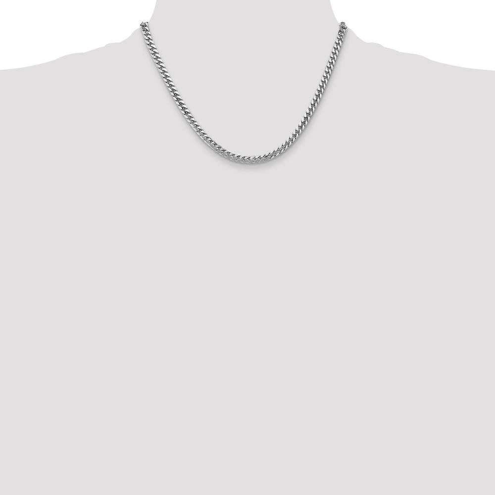 14K White Gold 18" 4.3mm Solid Miami Cuban Link Chain with Lobster Clasp by Oro Pregiato