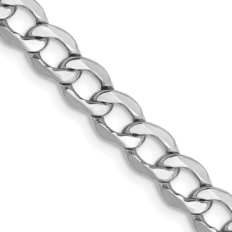 14K White Gold 18" 5.25mm Semi-Solid Curb Chain with Lobster Clasp - Polished Finish by Oro Pregiato