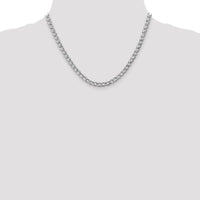 14K White Gold 18" 5.25mm Semi-Solid Curb Chain with Lobster Clasp - Polished Finish by Oro Pregiato