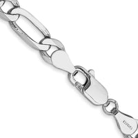 14K White Gold 18" 5.5mm Flat Figaro Chain with Lobster Clasp by 0
