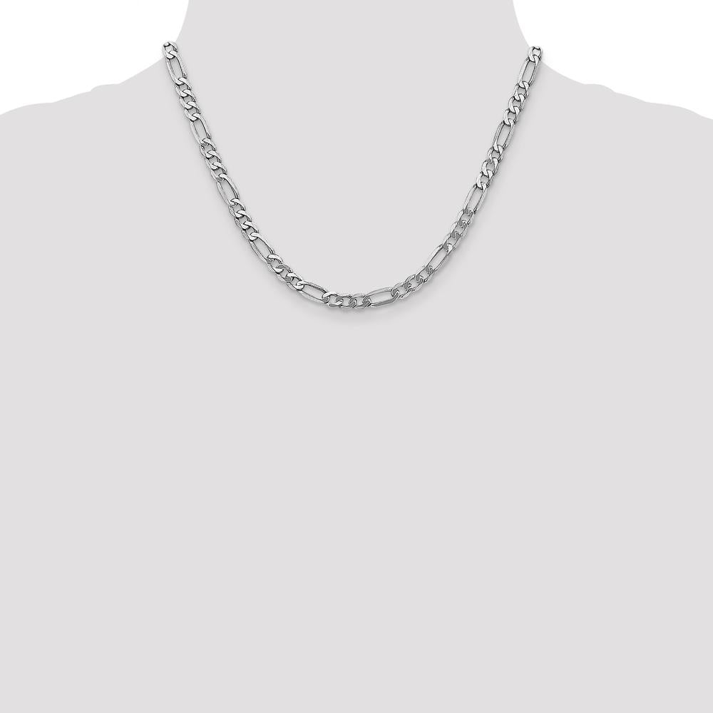14K White Gold 18" 5.5mm Flat Figaro Chain with Lobster Clasp by 0