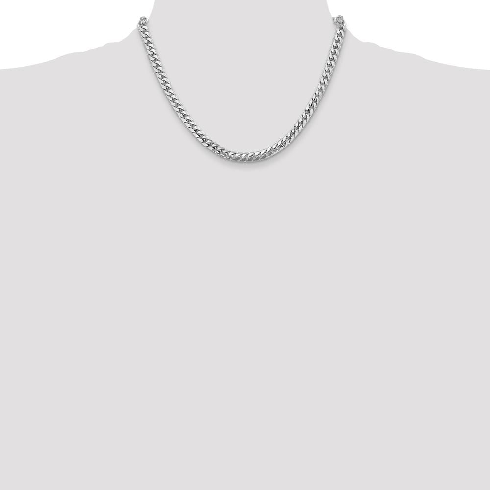 14K White Gold 18" 5.5mm Solid Miami Cuban Link Chain with Lobster Clasp by Oro Pregiato