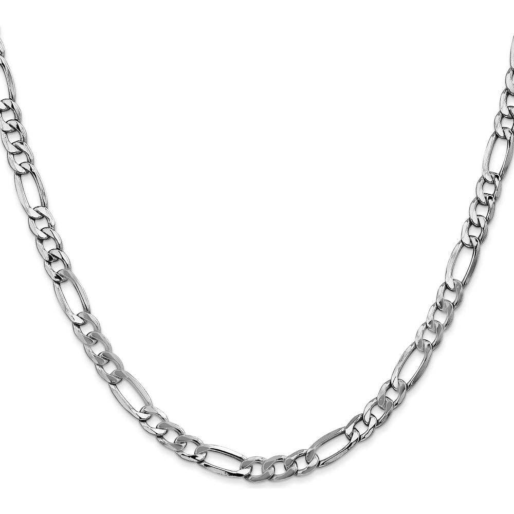 14K White Gold 18" 5.75mm Semi-Solid Figaro Chain with Lobster Clasp by Oro Pregiato