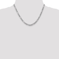 14K White Gold 18" 5.75mm Semi-Solid Figaro Chain with Lobster Clasp by Oro Pregiato