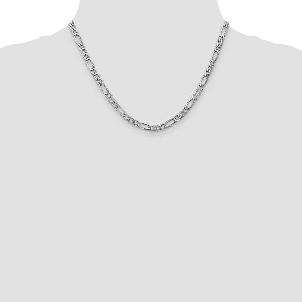 14K White Gold 18" 5.75mm Semi-Solid Figaro Chain with Lobster Clasp by Oro Pregiato
