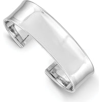 14K White Gold 18.5mm Polished Cuff Bangle Bracelet - Slip-On Solid Design by Oro Pregiato