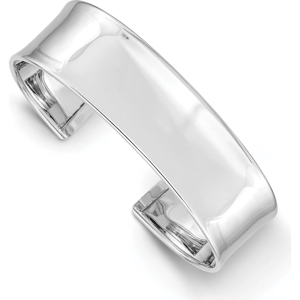 14K White Gold 18.5mm Polished Cuff Bangle Bracelet - Slip-On Solid Design by Oro Pregiato
