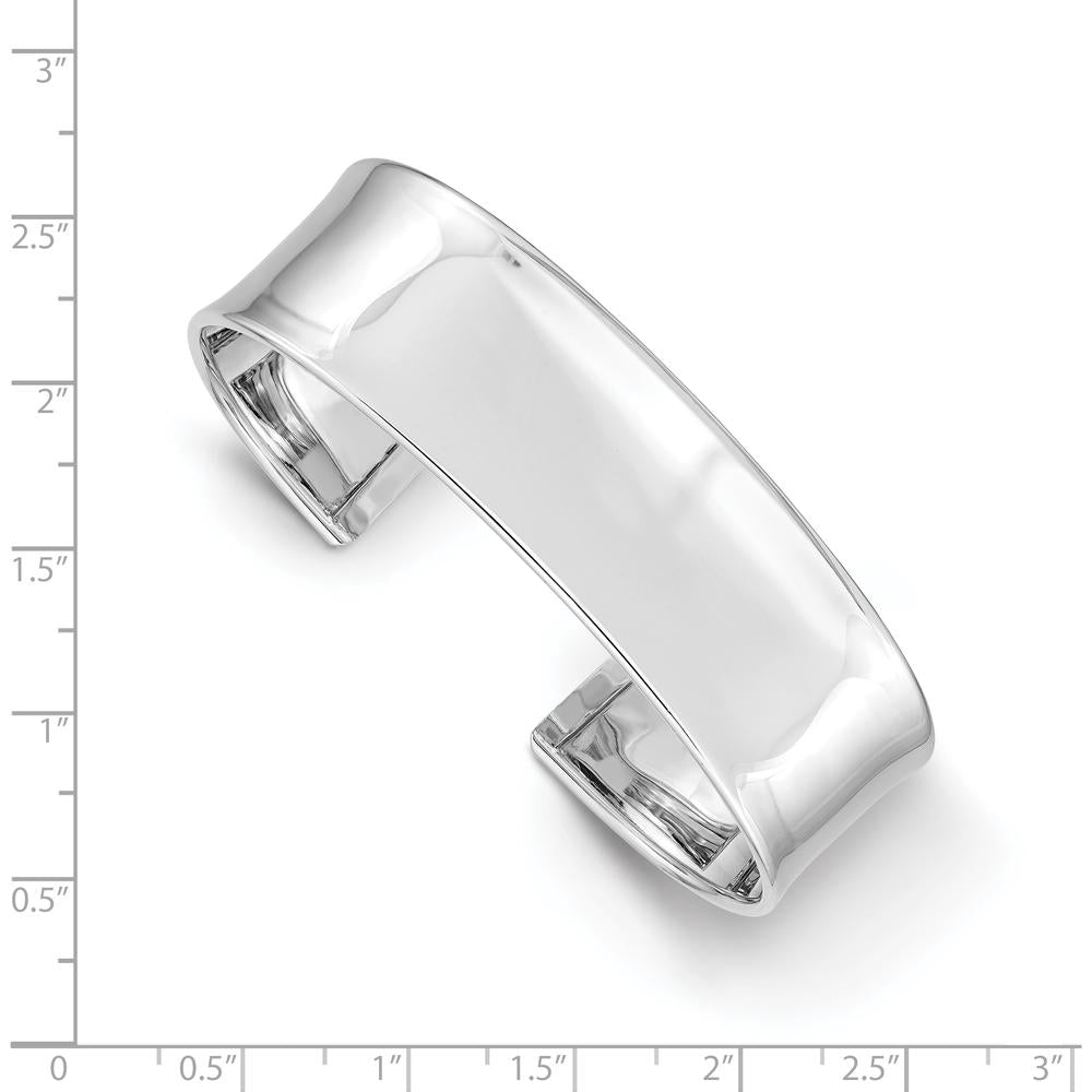 14K White Gold 18.5mm Polished Cuff Bangle Bracelet - Slip-On Solid Design by Oro Pregiato