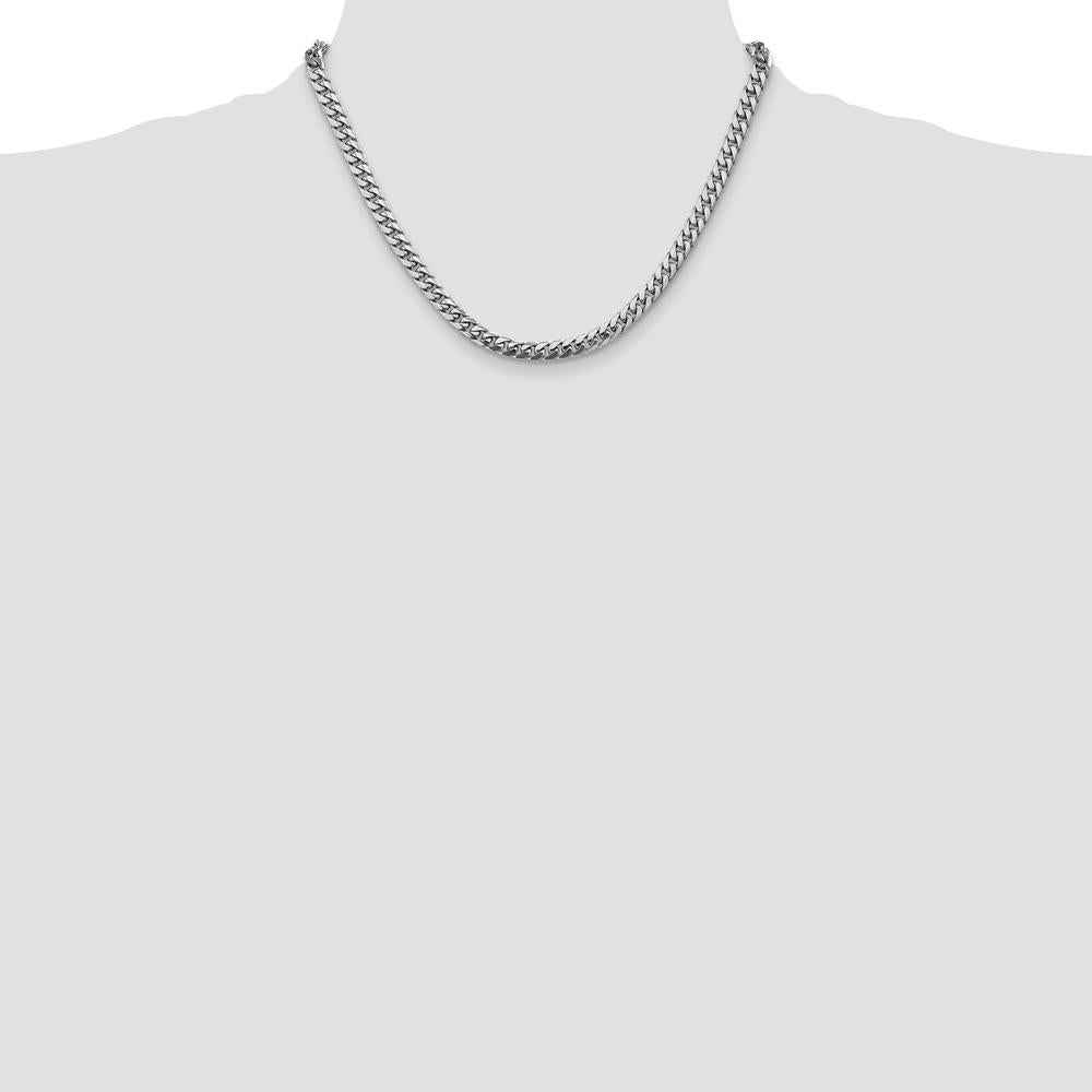 14K White Gold 18" 5mm Solid Miami Cuban Link Chain with Lobster Clasp by Oro Pregiato