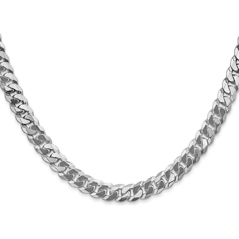 14K White Gold 18" 6.25mm Flat Beveled Curb Chain with Lobster Clasp - Polished Finish by 0