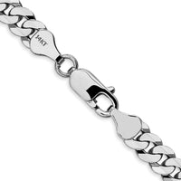 14K White Gold 18" 6.25mm Flat Beveled Curb Chain with Lobster Clasp - Polished Finish by 0