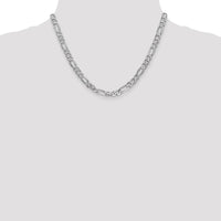 14K White Gold 18" 6mm Flat Figaro Chain Necklace with Lobster Clasp by Oro Pregiato