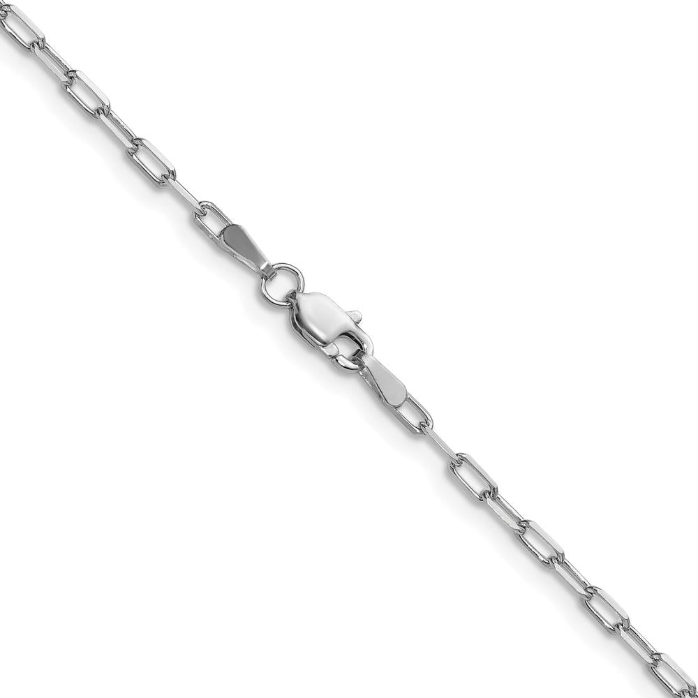 14K White Gold 18" Beveled Paperclip Chain Necklace - Polished Finish with Lobster Clasp by Oro Pregiato