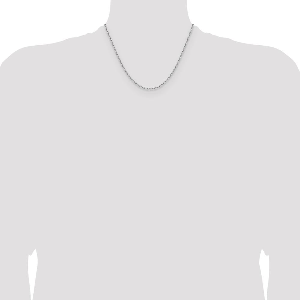 14K White Gold 18" Beveled Paperclip Chain Necklace - Polished Finish with Lobster Clasp by Oro Pregiato