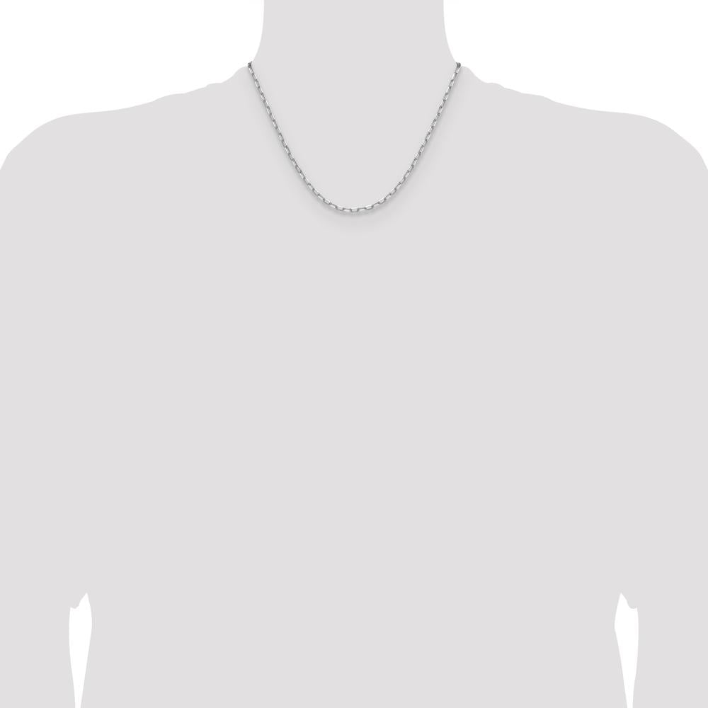 14K White Gold 18" Beveled Paperclip Chain Necklace with Lobster Clasp by Oro Pregiato