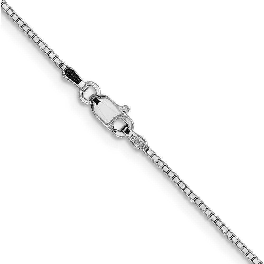 14K White Gold 18" Box Chain Necklace with Lobster Clasp - 1.05mm Width by Oro Pregiato