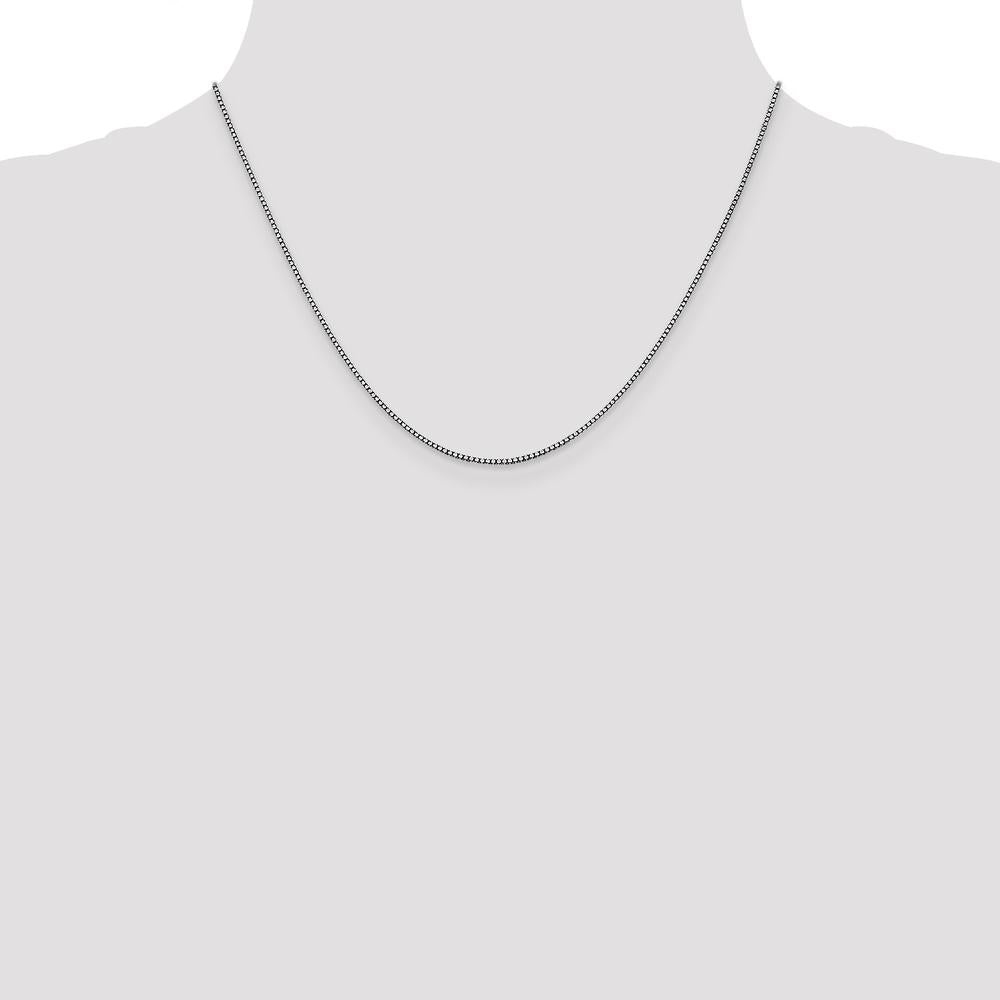14K White Gold 18" Box Chain Necklace with Lobster Clasp - 1.05mm Width by Oro Pregiato