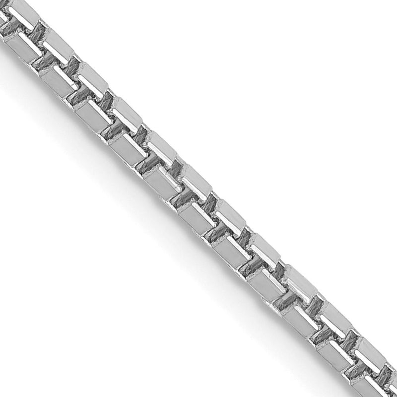 14K White Gold 18" Box Chain Necklace with Lobster Clasp - Polished Finish by Oro Pregiato
