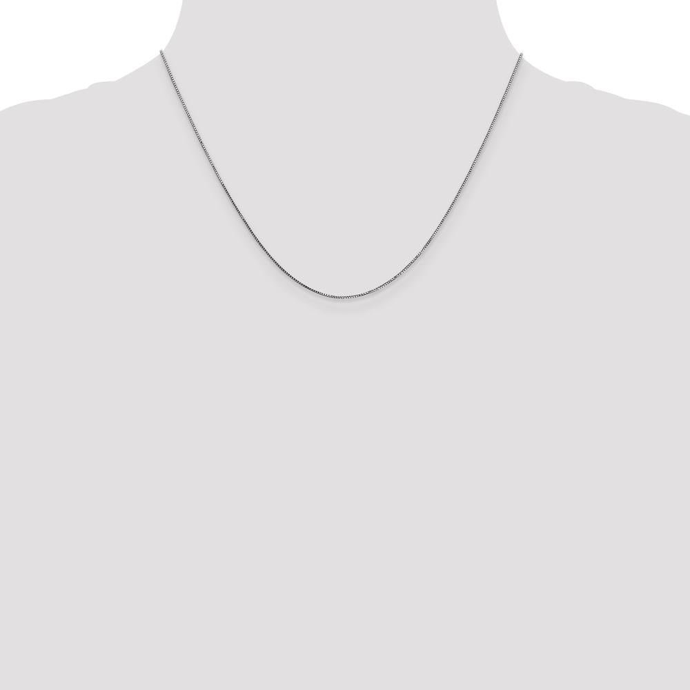 14K White Gold 18" Box Chain Necklace with Rhodium Plating - Polished Finish by Oro Pregiato