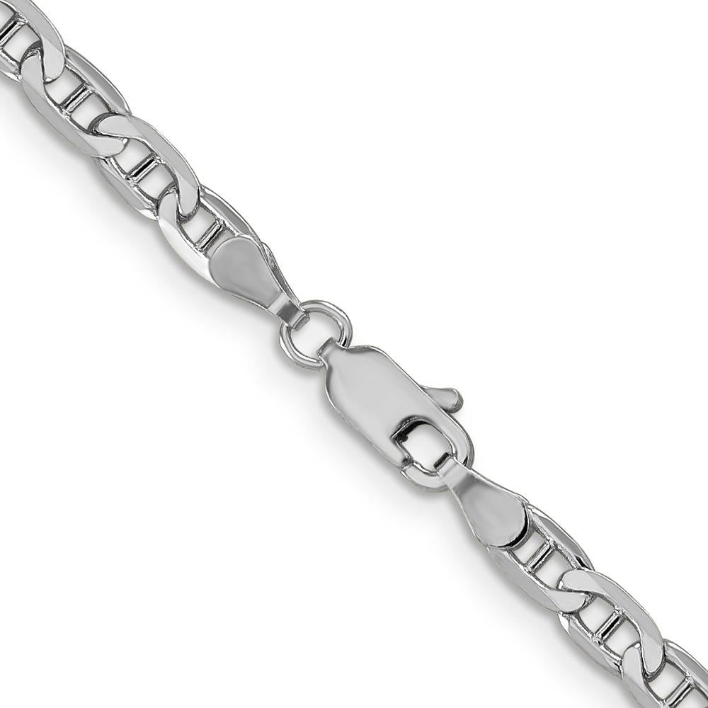 14K White Gold 18" Concave Anchor Chain Necklace with Polished Finish and Lobster Clasp by 0
