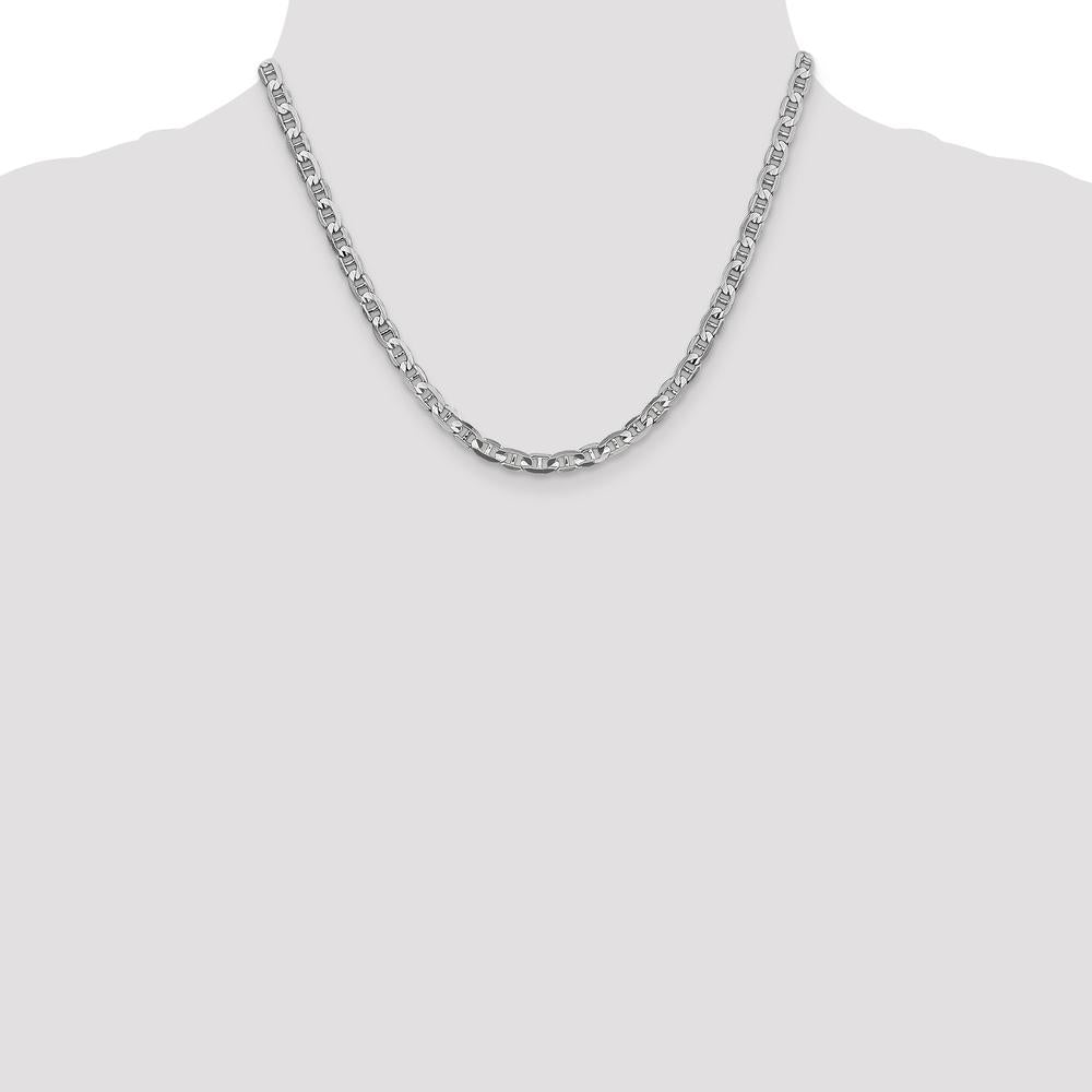 14K White Gold 18" Concave Anchor Chain with Lobster Clasp by 0