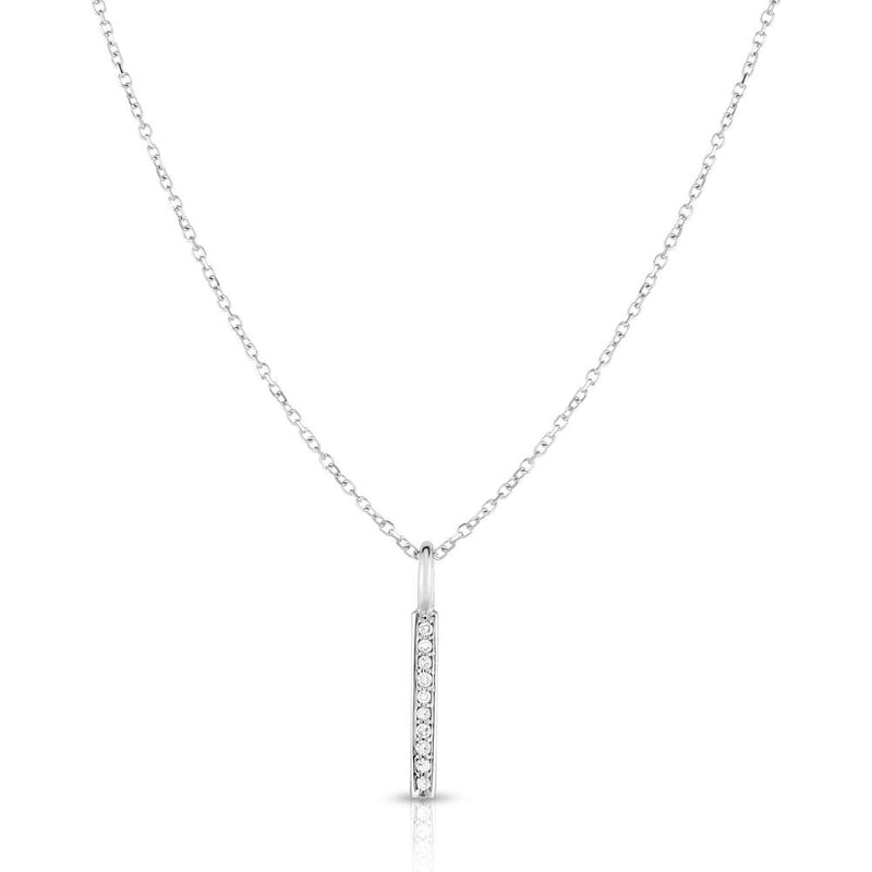 14K White Gold 18" Diamond Bar Necklace - 0.06 Carat Total Diamond Weight by Orozza Fine Jewelry