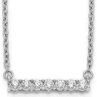 14K White Gold 18" Diamond Bar Necklace with 7 Round Diamonds - 0.035 Carat Total Diamond Weight by Monteluci Fine Jewelry