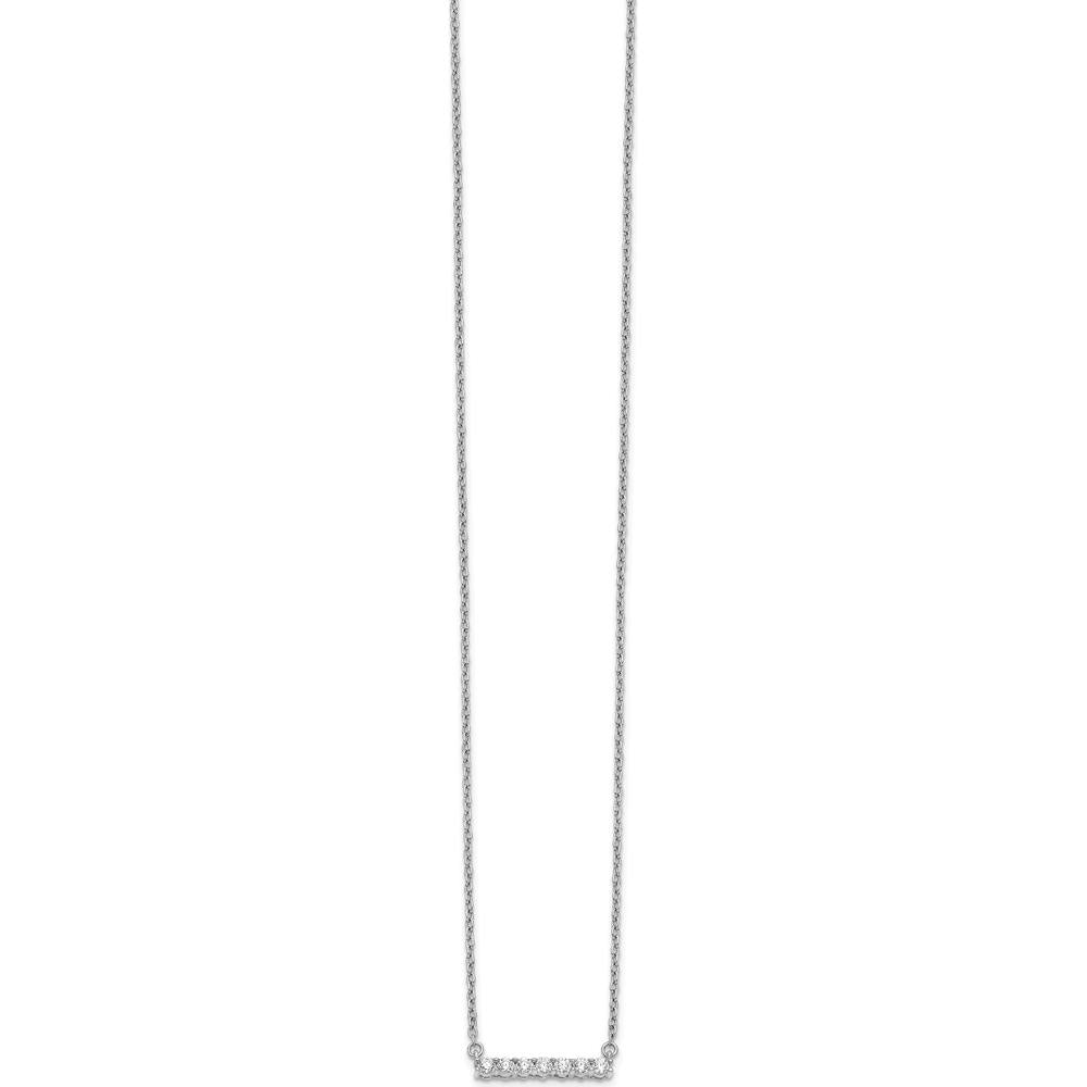 14K White Gold 18" Diamond Bar Necklace with 7 Round Diamonds - 0.035 Carat Total Diamond Weight by Monteluci Fine Jewelry