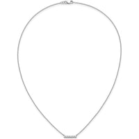 14K White Gold 18" Diamond Bar Necklace with 7 Round Diamonds - 0.035 Carat Total Diamond Weight by Monteluci Fine Jewelry