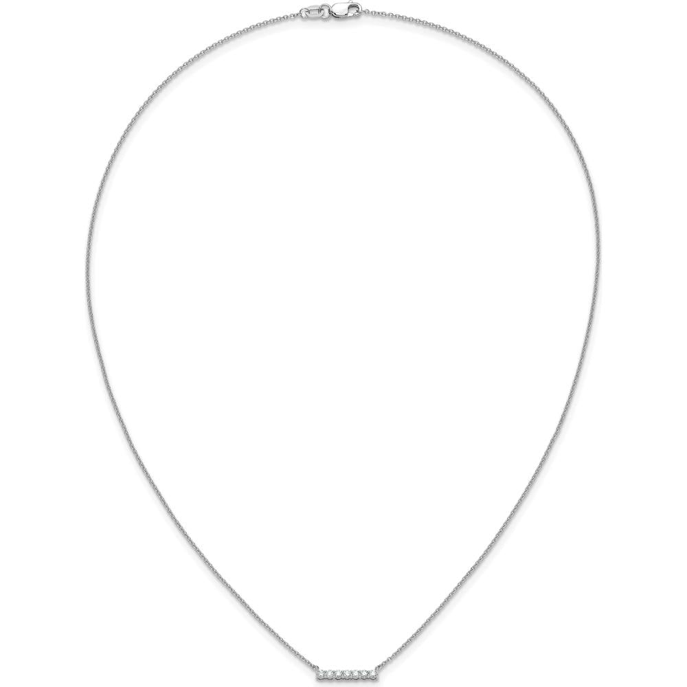 14K White Gold 18" Diamond Bar Necklace with 7 Round Diamonds - 0.035 Carat Total Diamond Weight by Monteluci Fine Jewelry