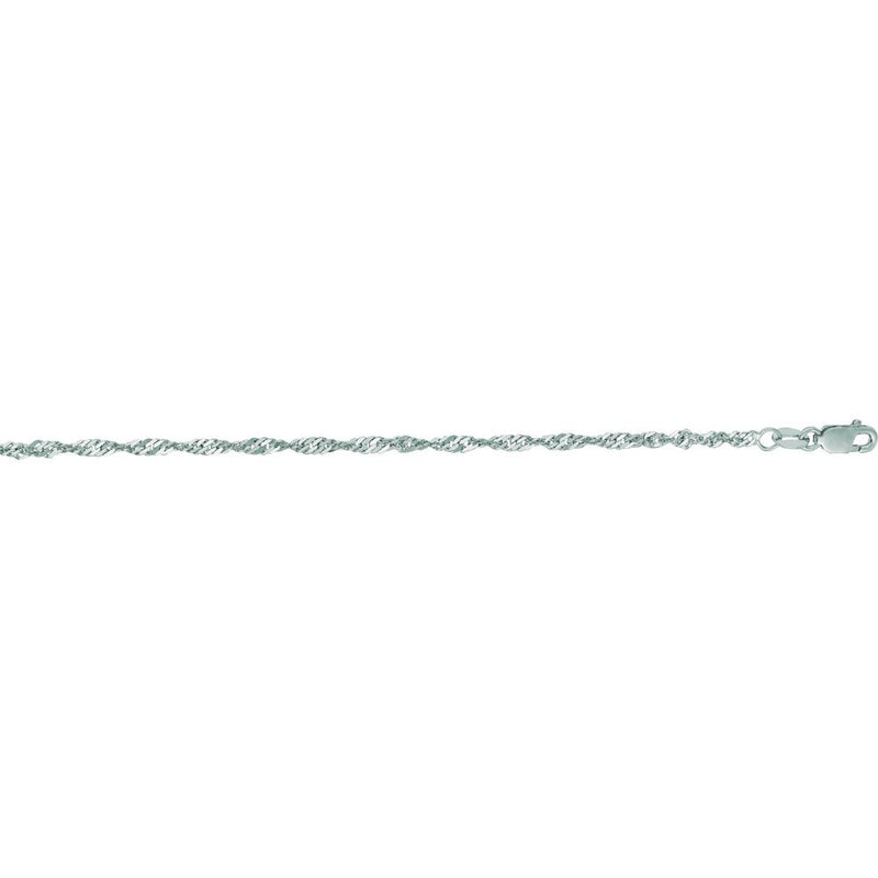 14K White Gold 18" Diamond-Cut 2.1mm Singapore Chain Necklace with Lobster Clasp by Orozza Fine Jewelry