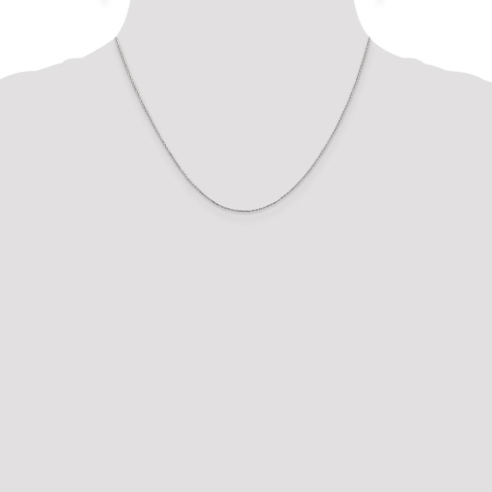 14K White Gold 18" Diamond-Cut Cable Chain Necklace - 0.8mm Width with Lobster Clasp by Oro Pregiato
