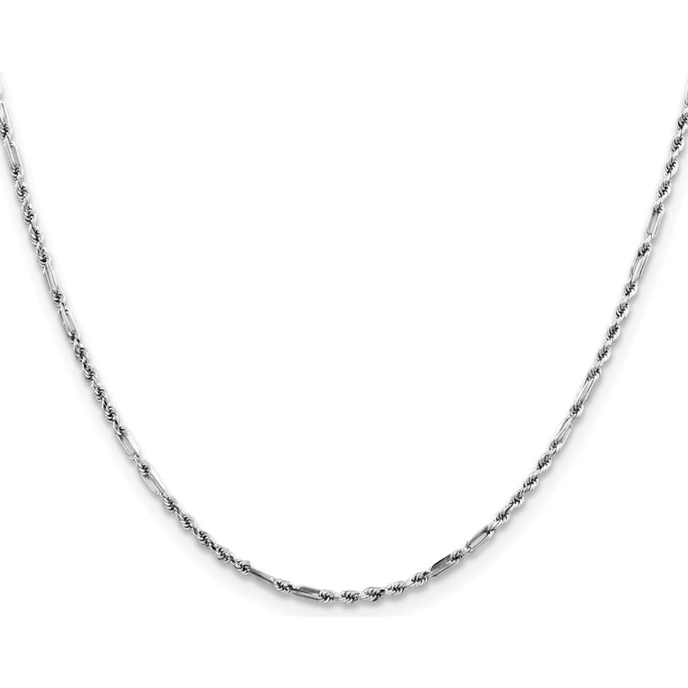 14K White Gold 18" Diamond-Cut Milano Rope Chain with Lobster Clasp - 1.8mm Width by Oro Pregiato