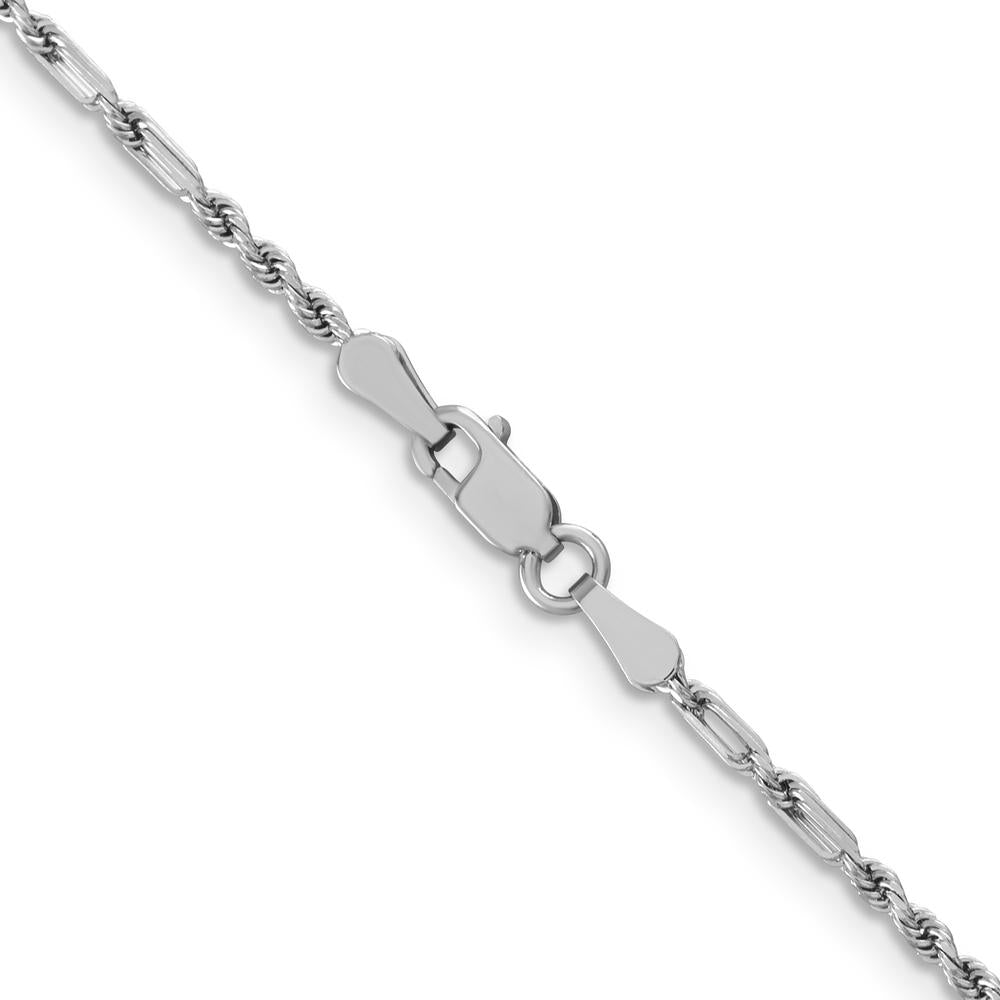 14K White Gold 18" Diamond-Cut Milano Rope Chain with Lobster Clasp - 1.8mm Width by Oro Pregiato