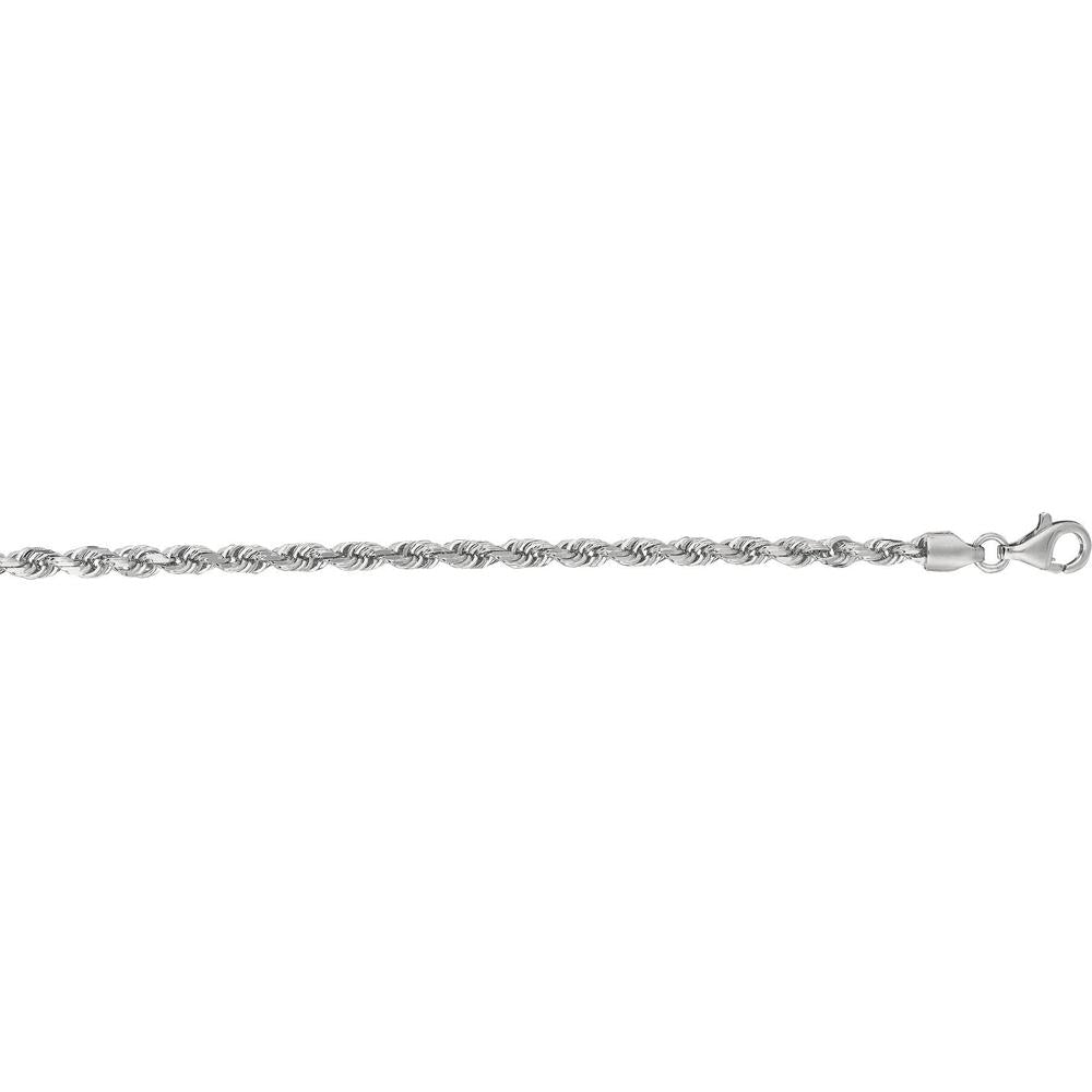 14K White Gold 18" Diamond Cut Rope Chain - 3mm Width by Orozza Fine Jewelry