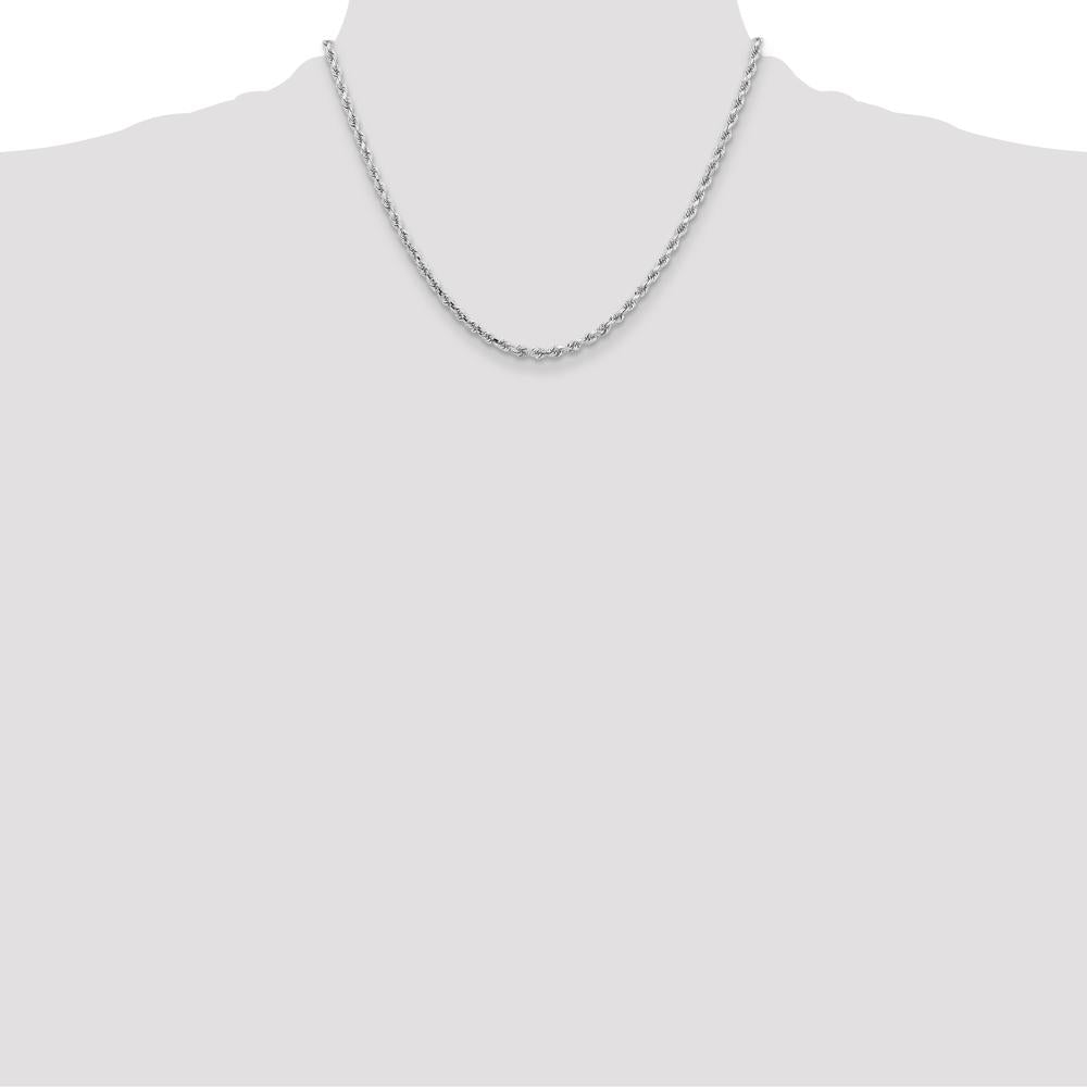 14K White Gold 18" Diamond-Cut Rope Chain Necklace with Lobster Clasp - 3.25mm