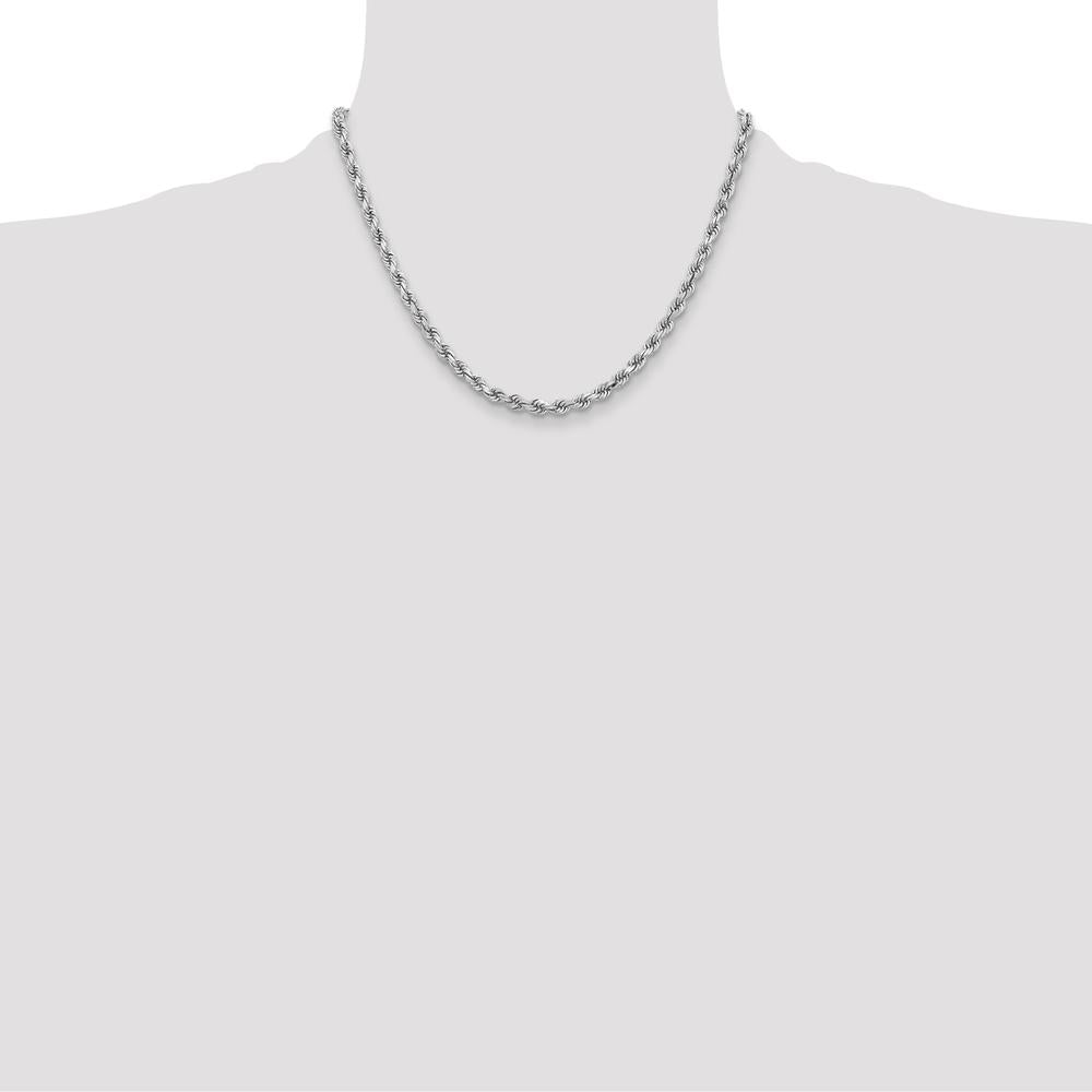 14K White Gold 18" Diamond-Cut Rope Chain Necklace with Lobster Clasp - 3.75mm Width