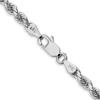 14K White Gold 18" Diamond-Cut Rope Chain with Lobster Clasp - 3.5mm Width