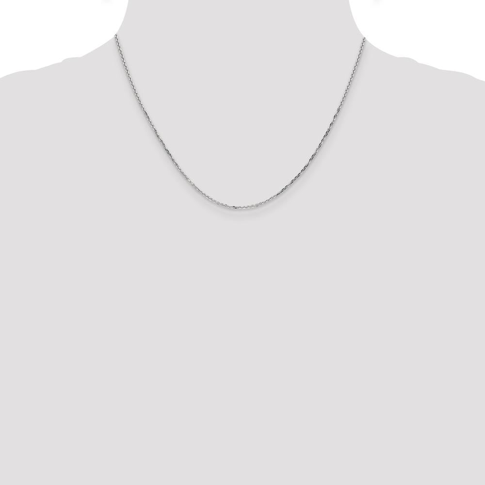 14K White Gold 18" Diamond-Cut Round Cable Chain with Lobster Clasp - 1.4mm Width by Oro Pregiato