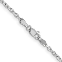 14K White Gold 18" Diamond-Cut Round Open Link Cable Chain - 2.2mm by Oro Pregiato